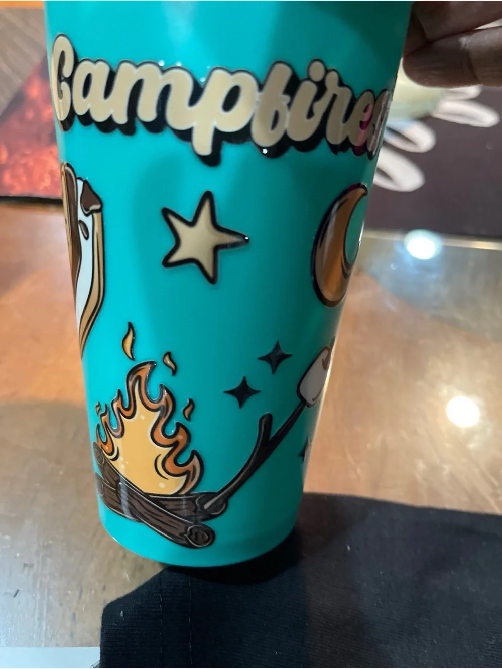 Insulated Travel Tumbler - Teal with Brown Lid